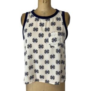 5/$25 White/Blue Casual Tank Top